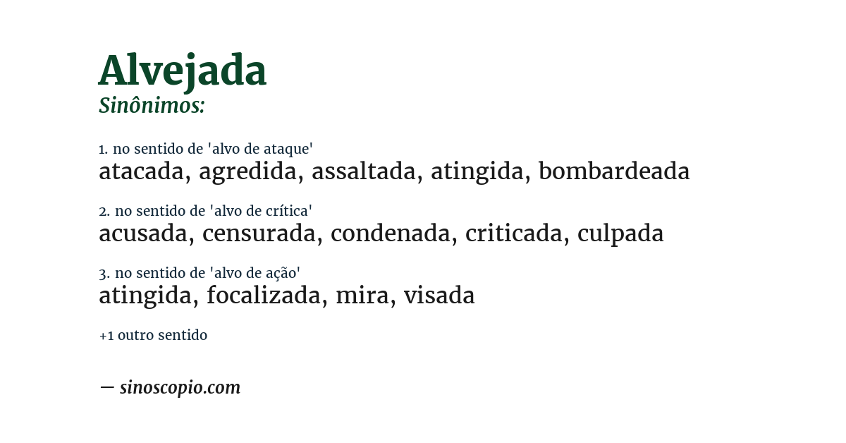 Sinônimo de alvejada