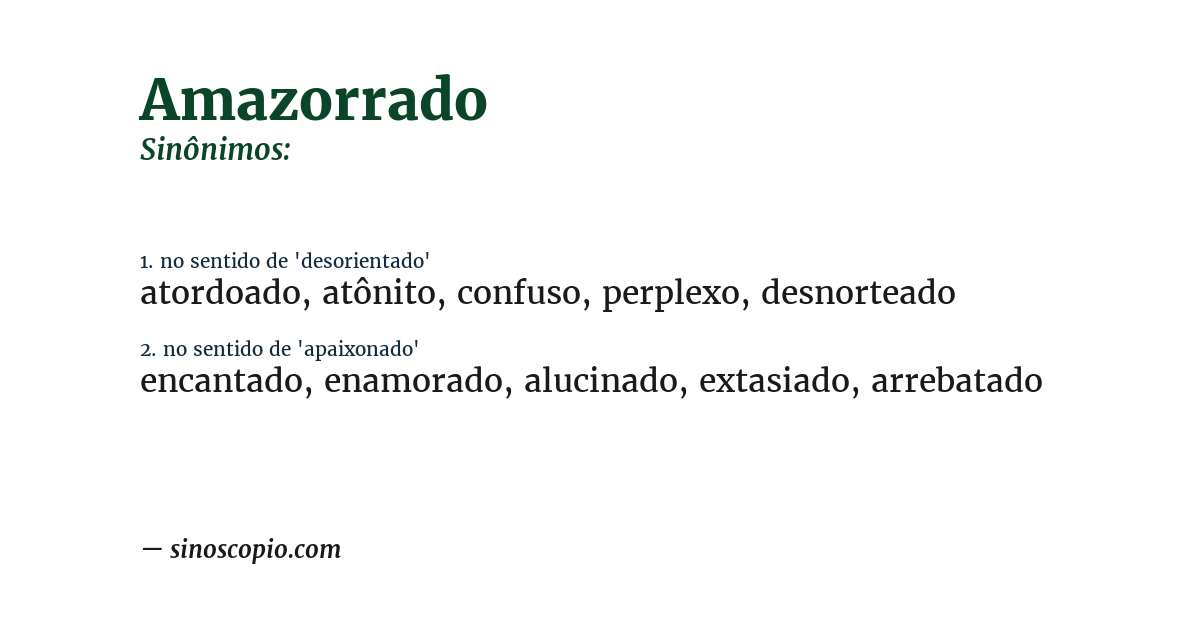 Sinônimo de amazorrado