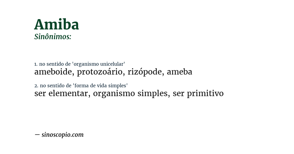 Sinônimo de amiba