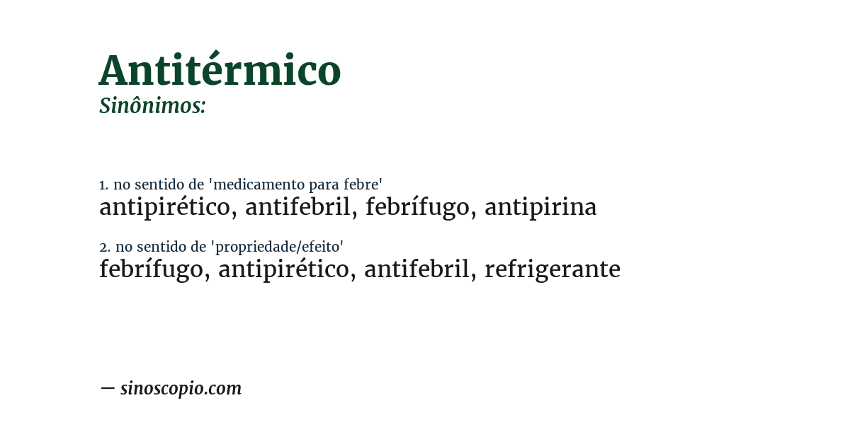Sinônimo de antitérmico