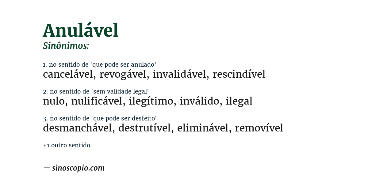 Sinônimo de anulável