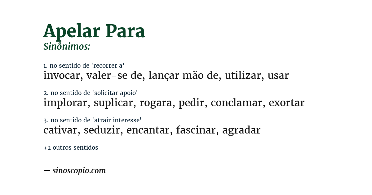 Sinônimo de apelar para