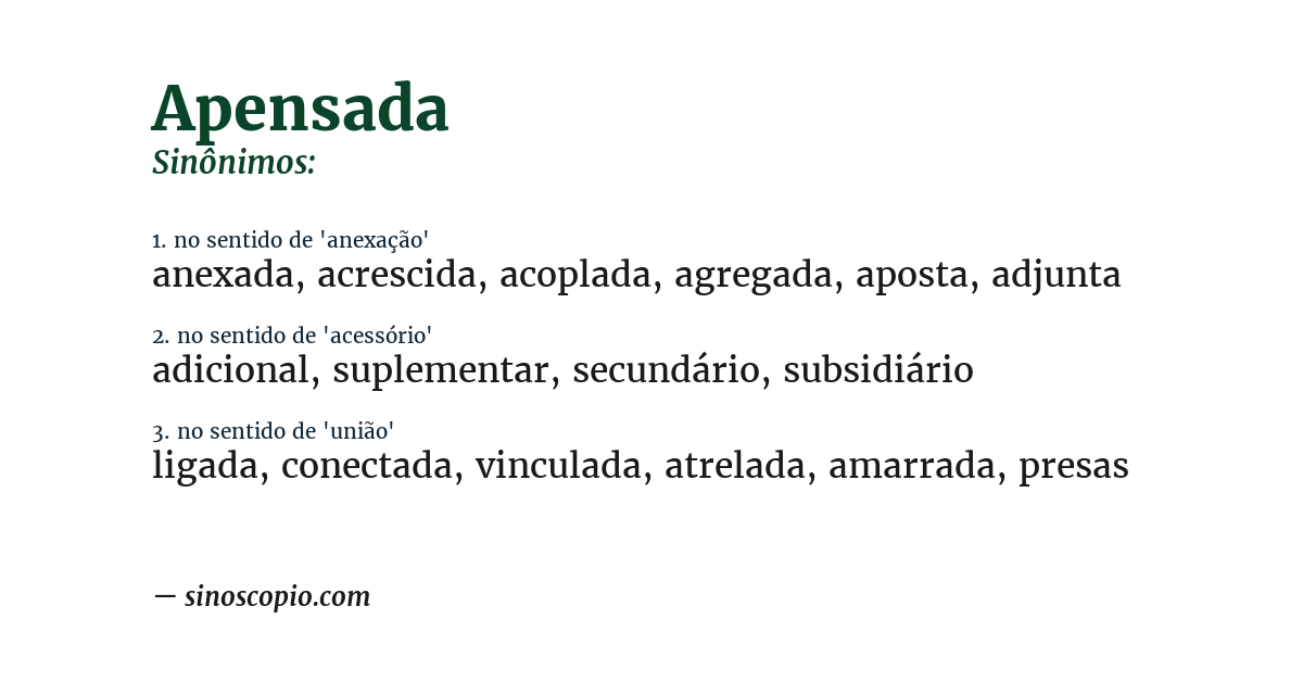 Sinônimo de apensada