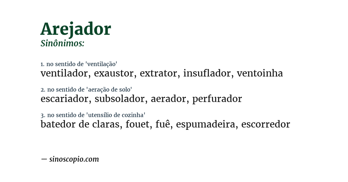 Sinônimo de arejador