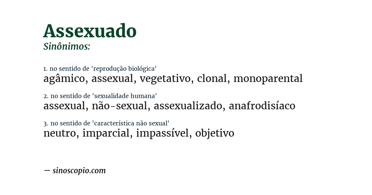 Sinônimo de assexuado