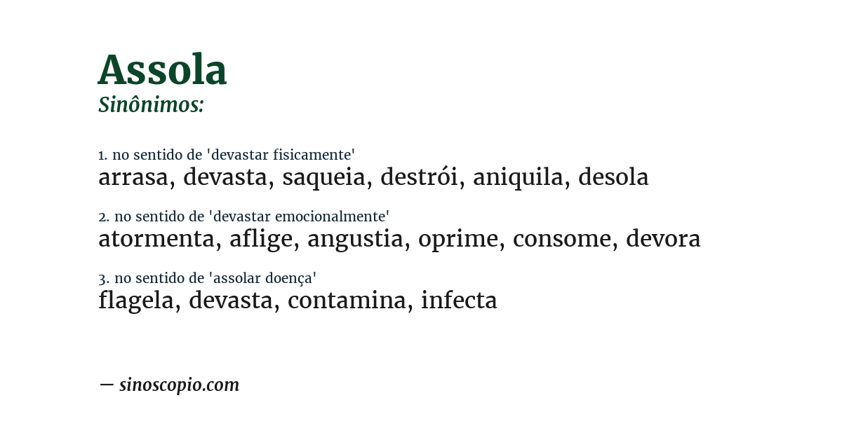 Sinônimo de assola