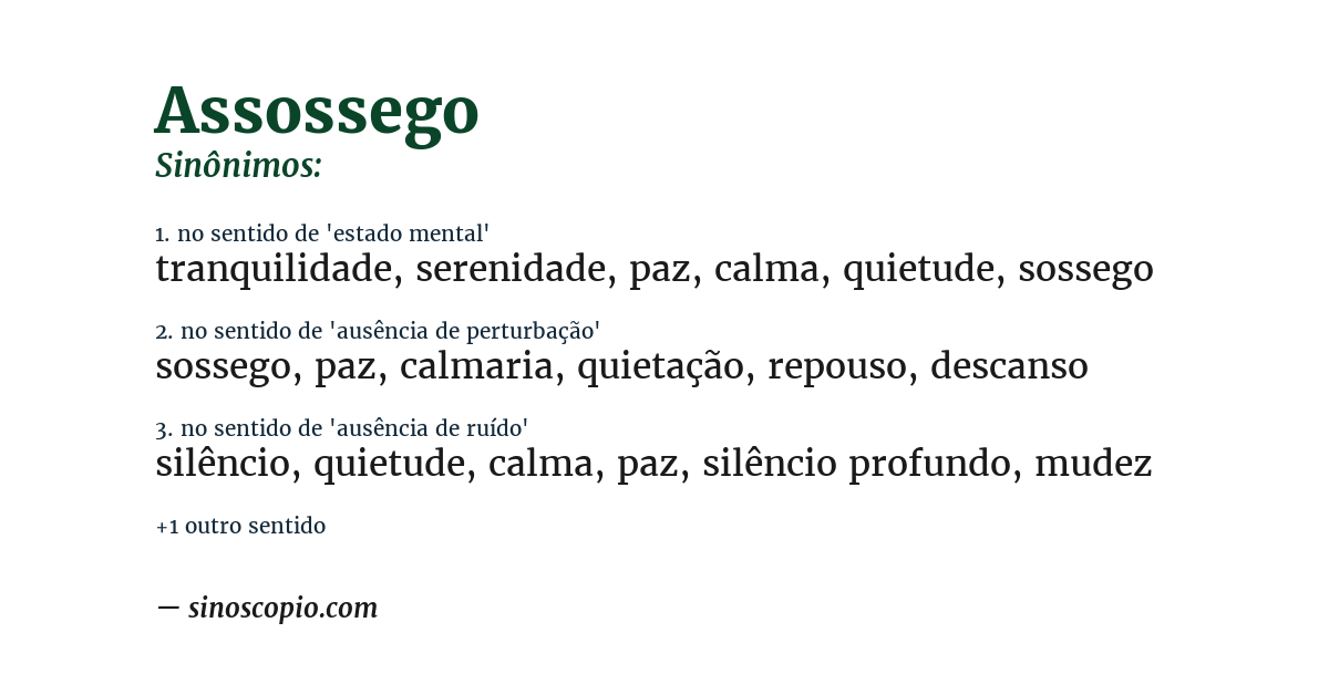 Sinônimo de assossego