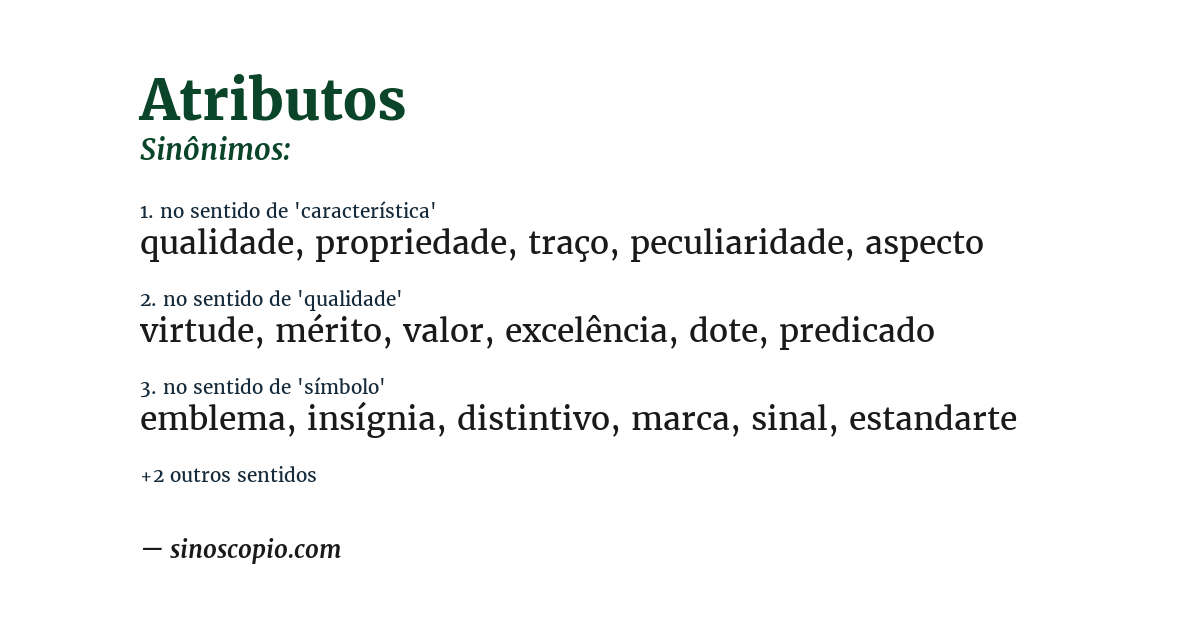 Sinônimo de atributos