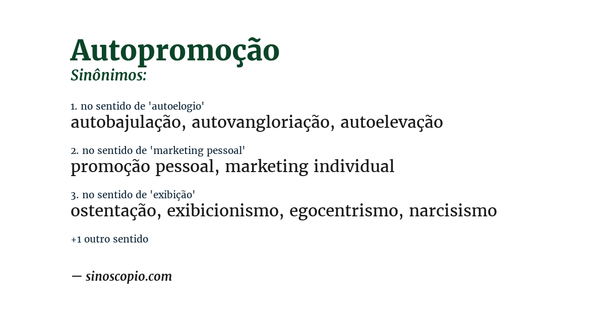 Sinônimo de autopromoção
