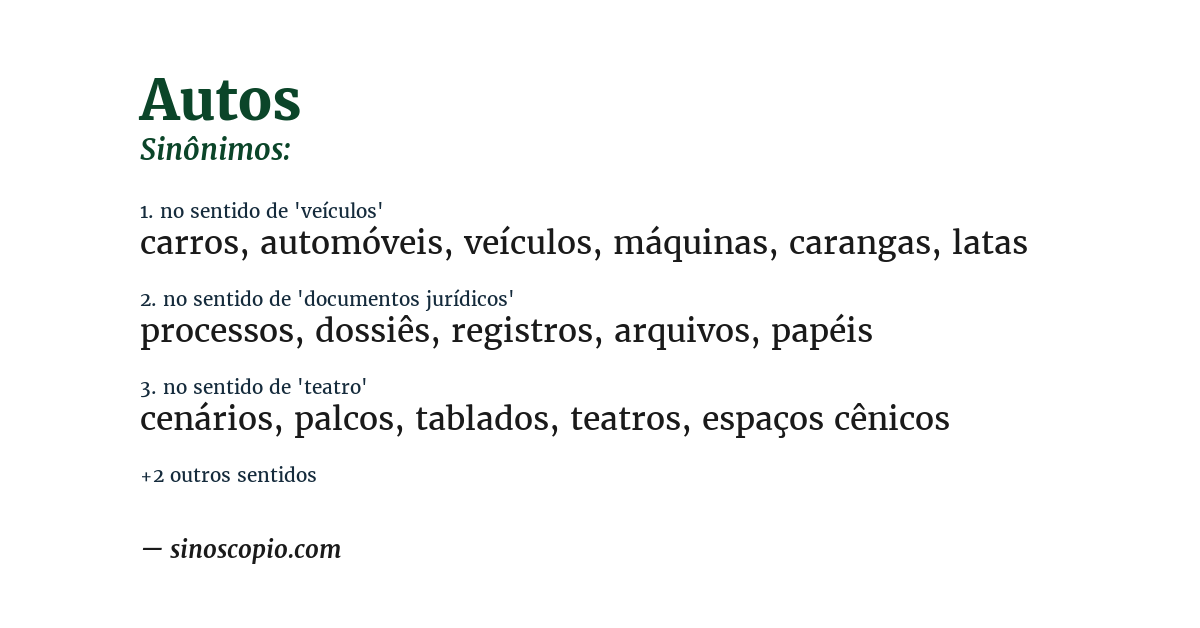 Sinônimo de autos