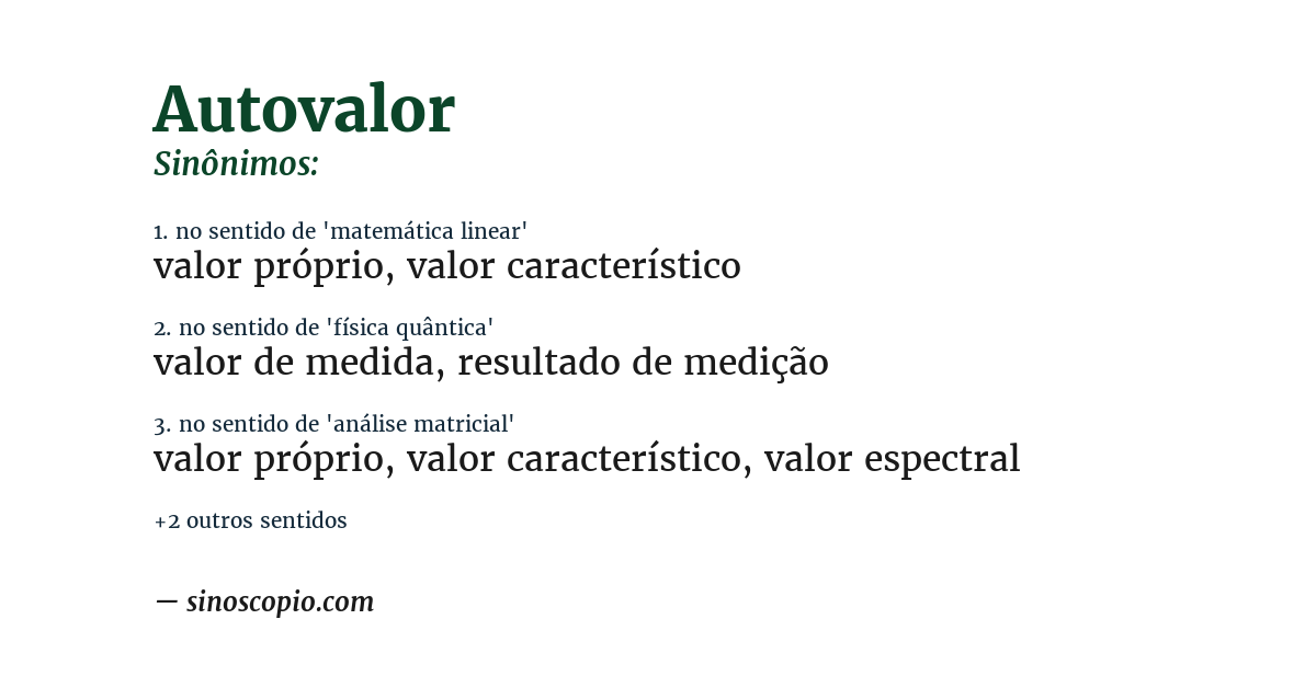 Sinônimo de autovalor