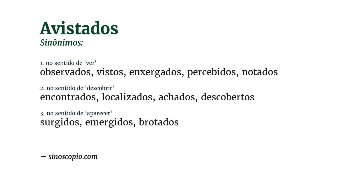 Sinônimo de avistados