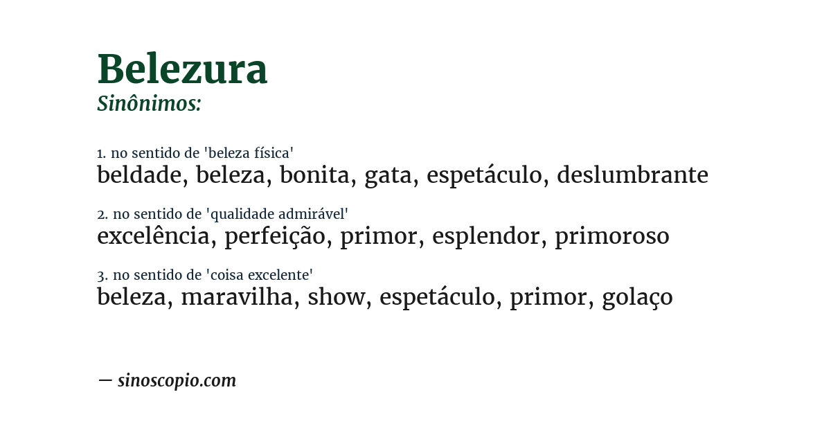 Sinônimo de belezura