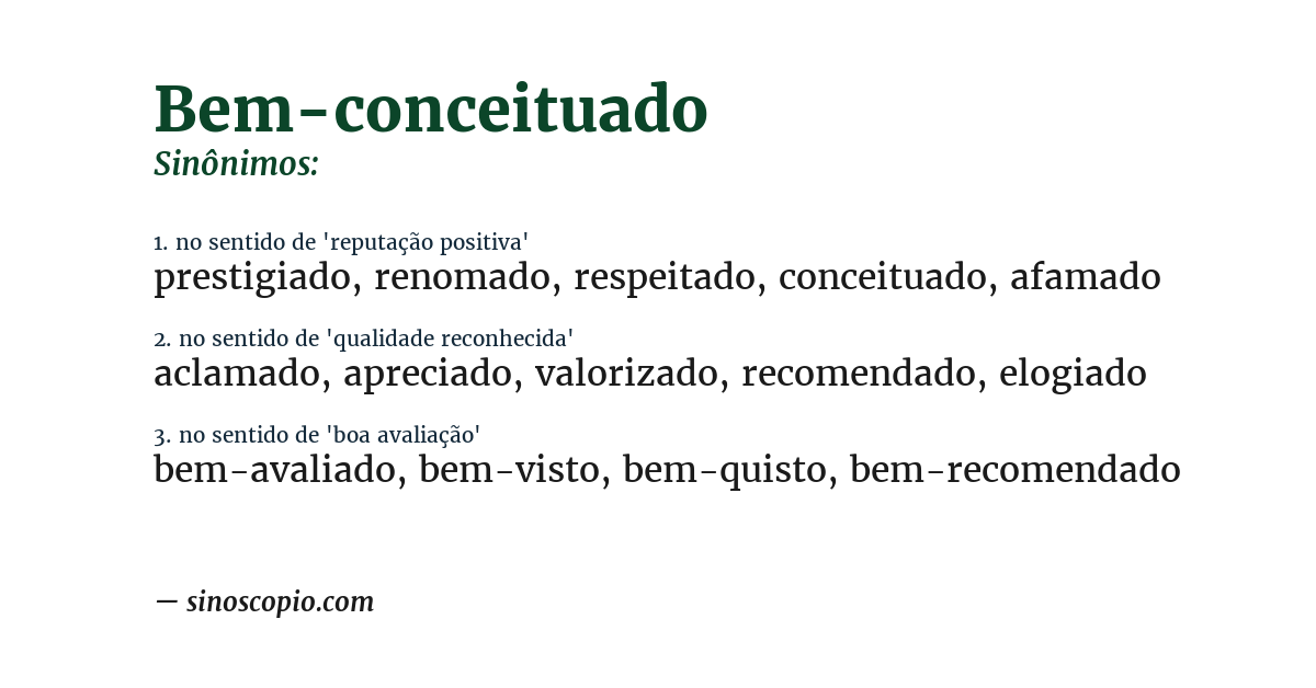 Sinônimo de bem-conceituado