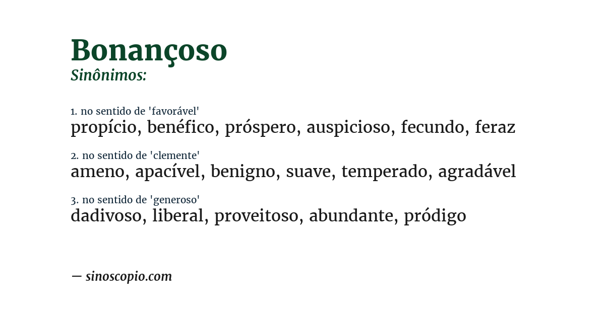 Sinônimo de bonançoso