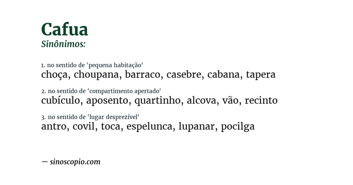 Sinônimo de cafua