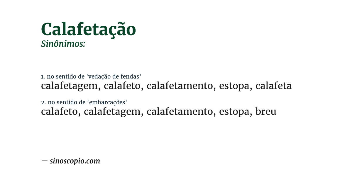 Sinônimo de calafetação