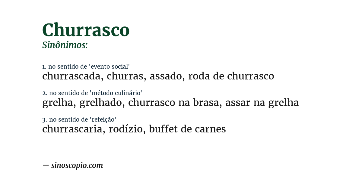 Sinônimo de churrasco