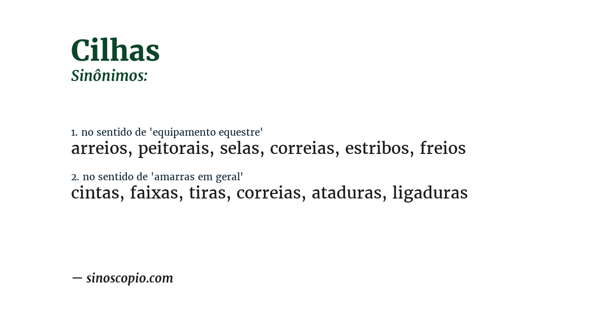 Sinônimo de cilhas