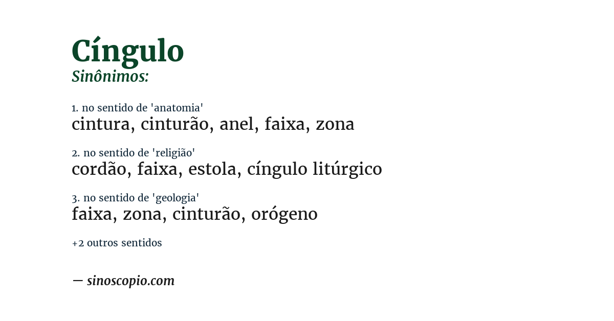 Sinônimo de cíngulo