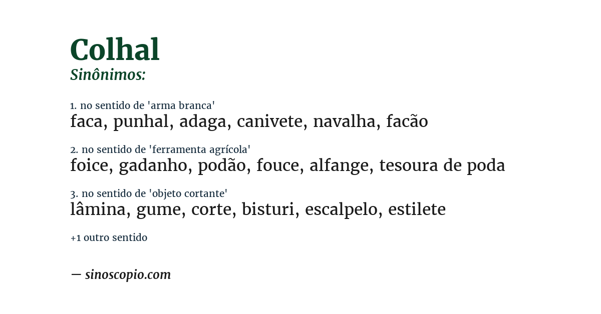 Sinônimo de colhal
