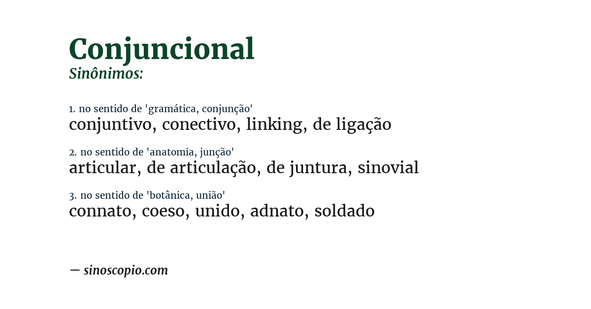 Sinônimo de conjuncional