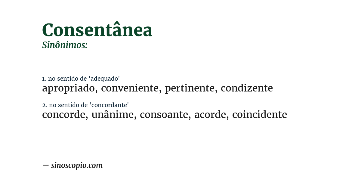 Sinônimo de consentânea