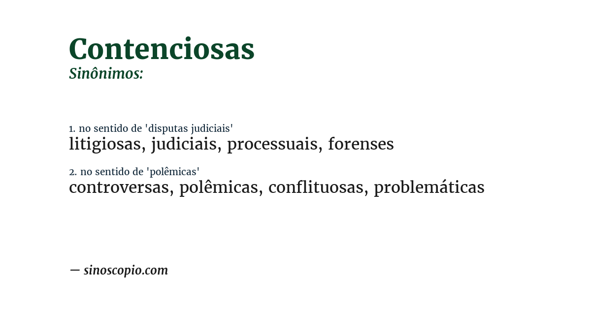 Sinônimo de contenciosas