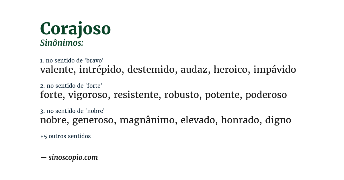 Sinônimo de corajoso