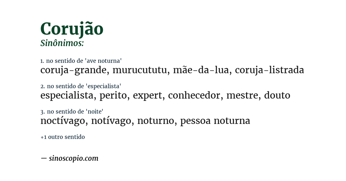 Sinônimo de corujão