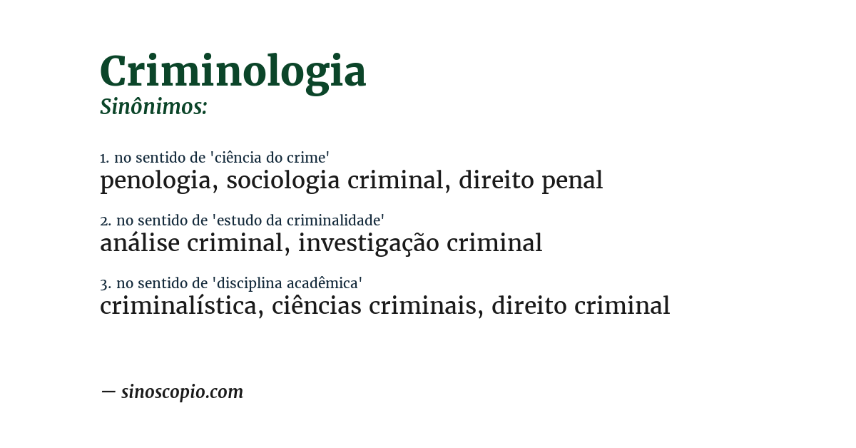 Sinônimo de criminologia