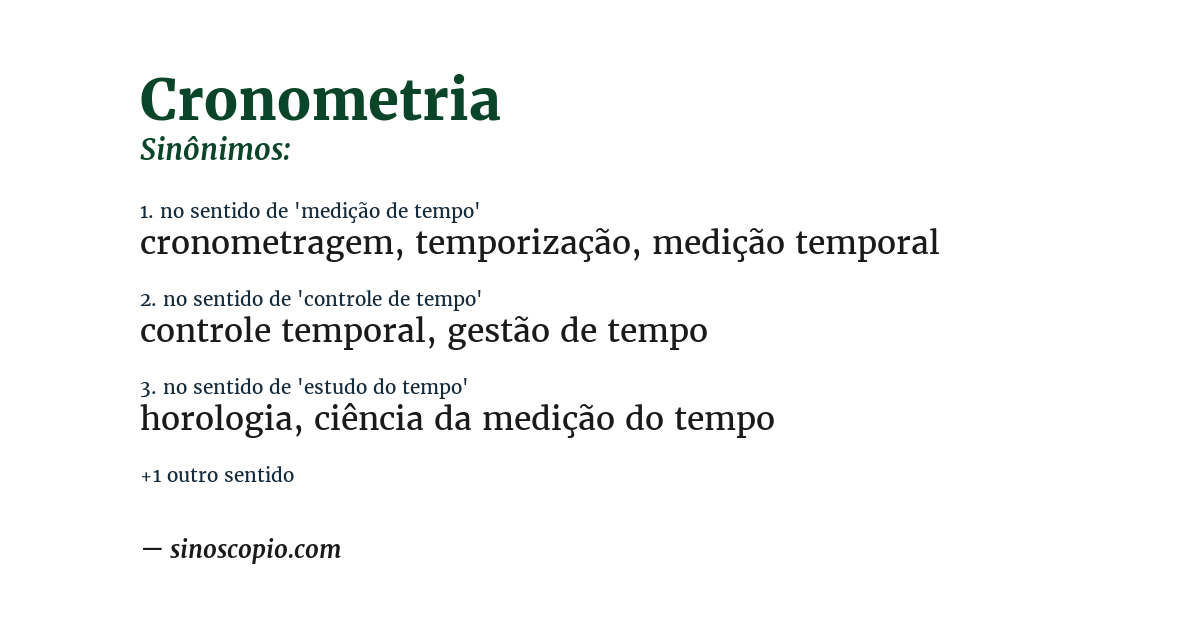 Sinônimo de cronometria