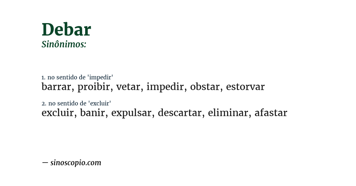 Sinônimo de debar
