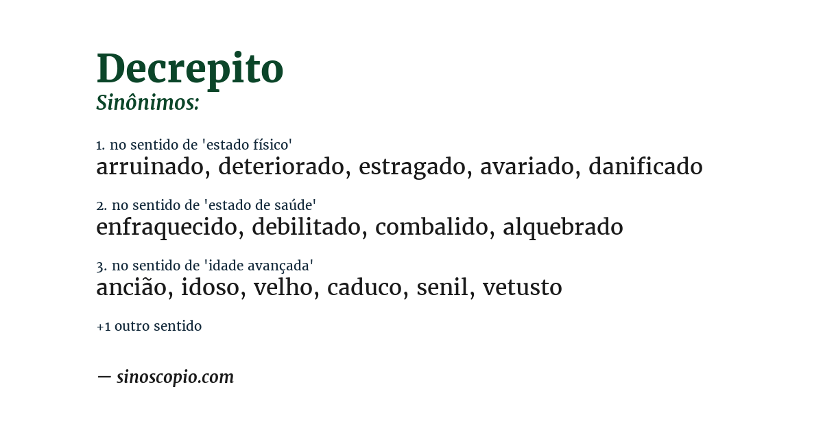 Sinônimo de decrepito