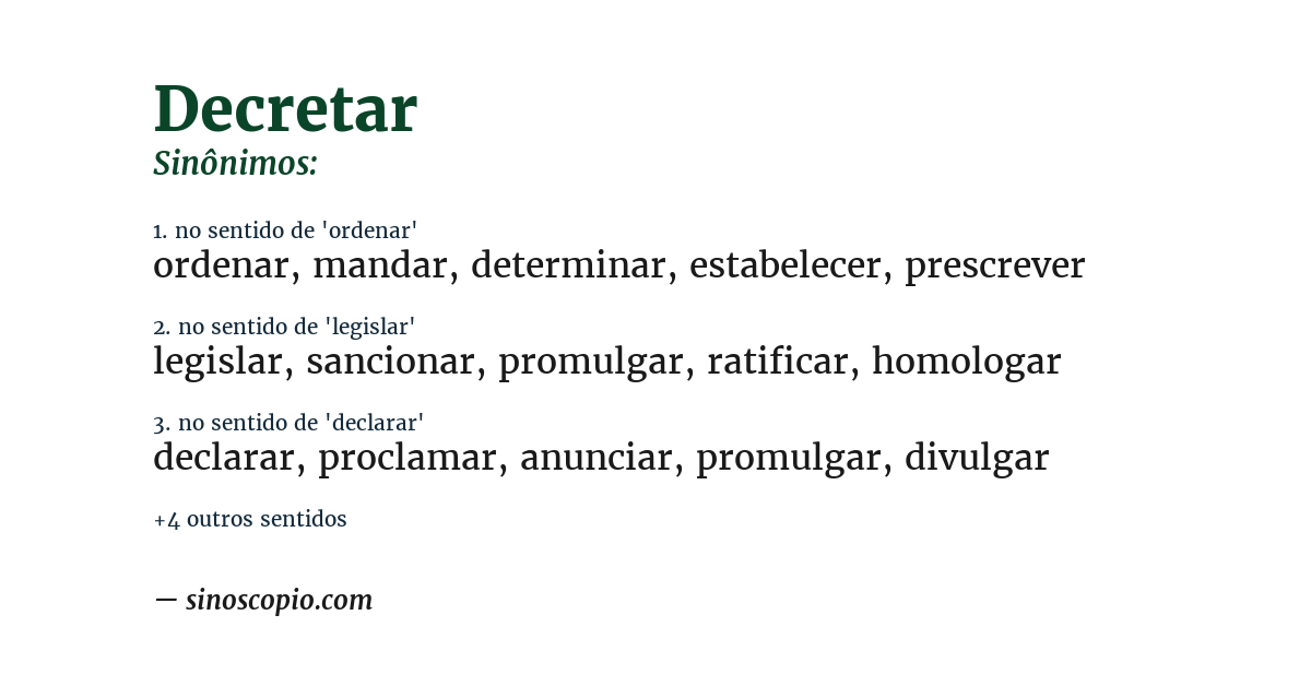 Sinônimo de decretar