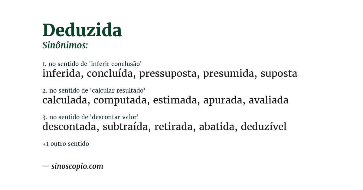 Sinônimo de deduzida