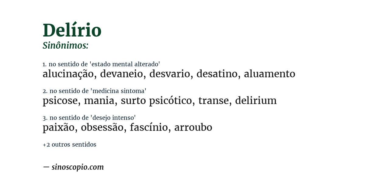 Sinônimo de delírio