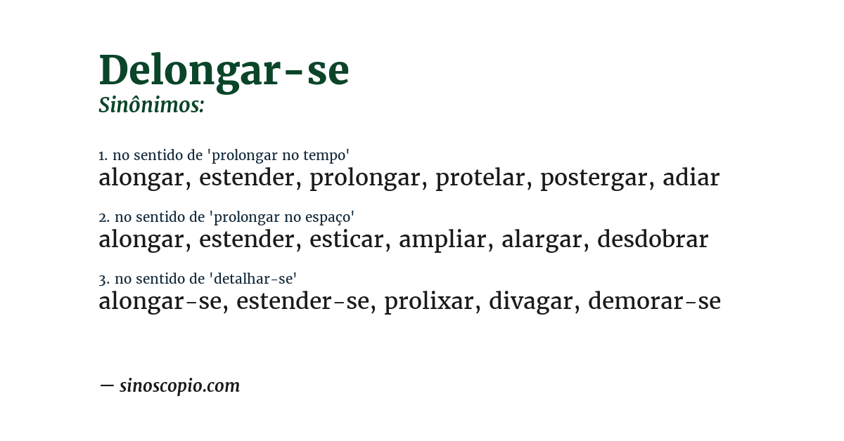Sinônimo de delongar-se