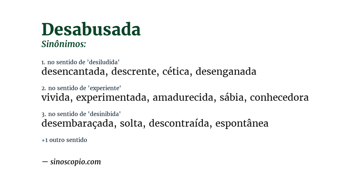 Sinônimo de desabusada