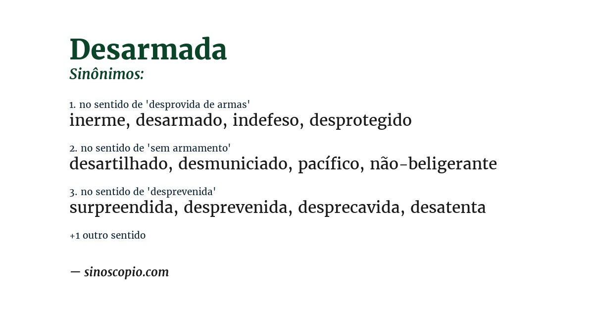 Sinônimo de desarmada