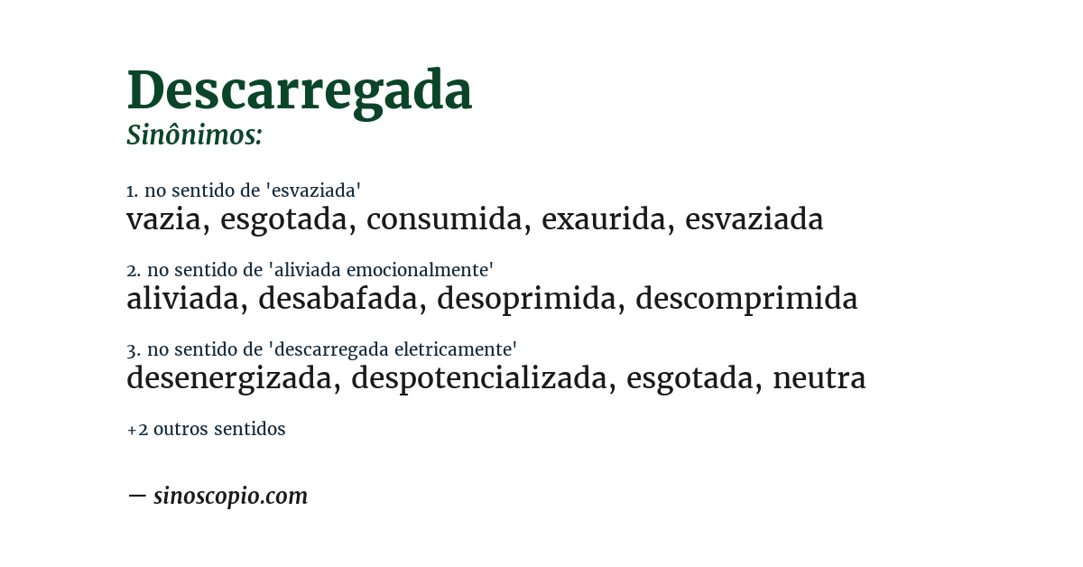 Sinônimo de descarregada