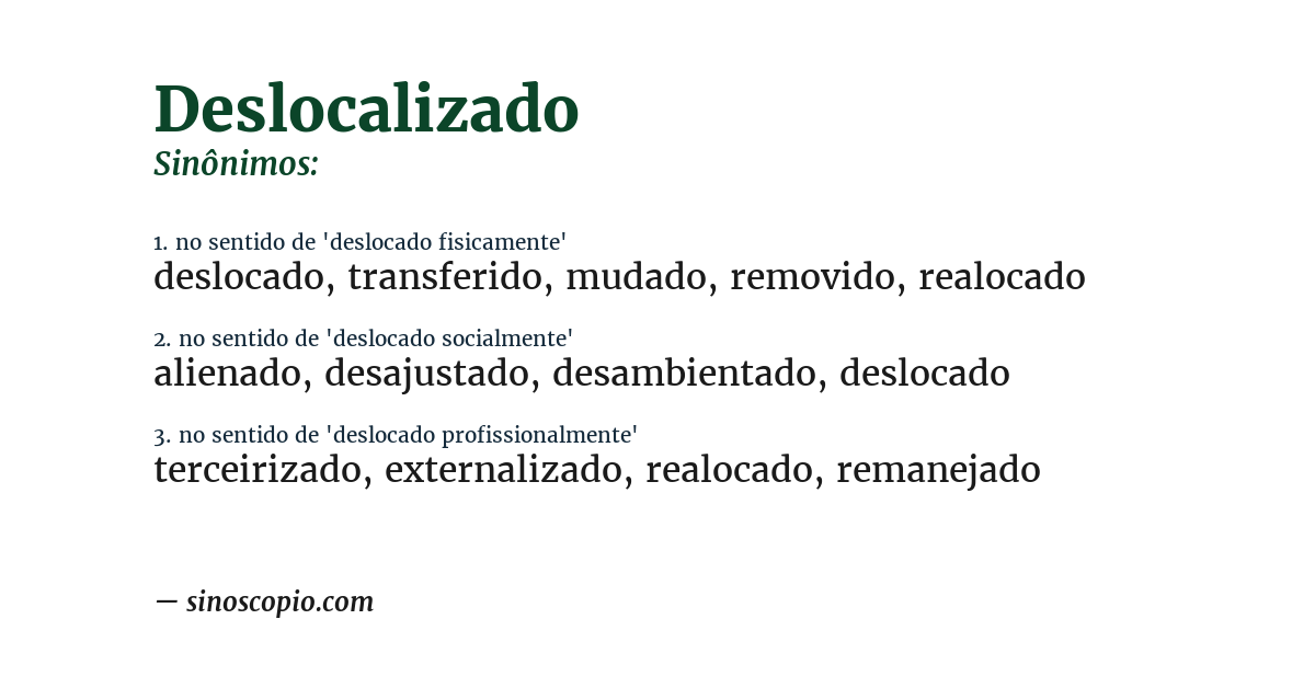 Sinônimo de deslocalizado