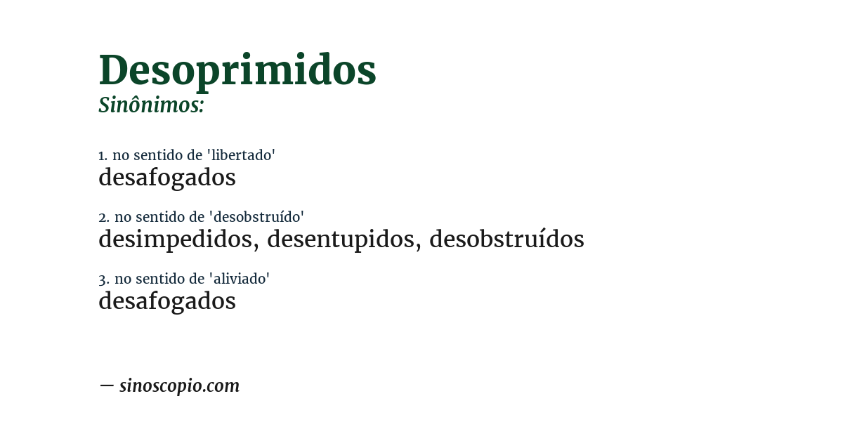 Sinônimo de desoprimidos