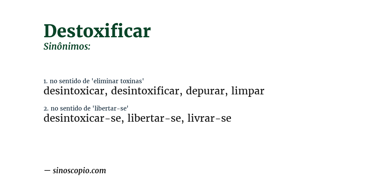 Sinônimo de destoxificar