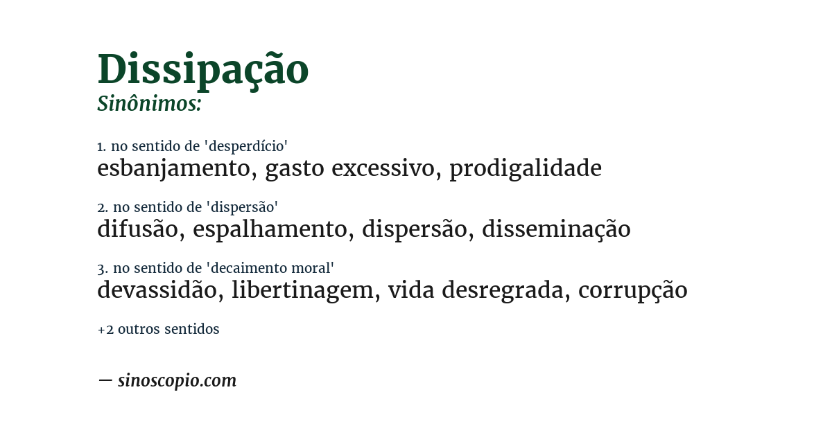 Sinônimo de dissipação