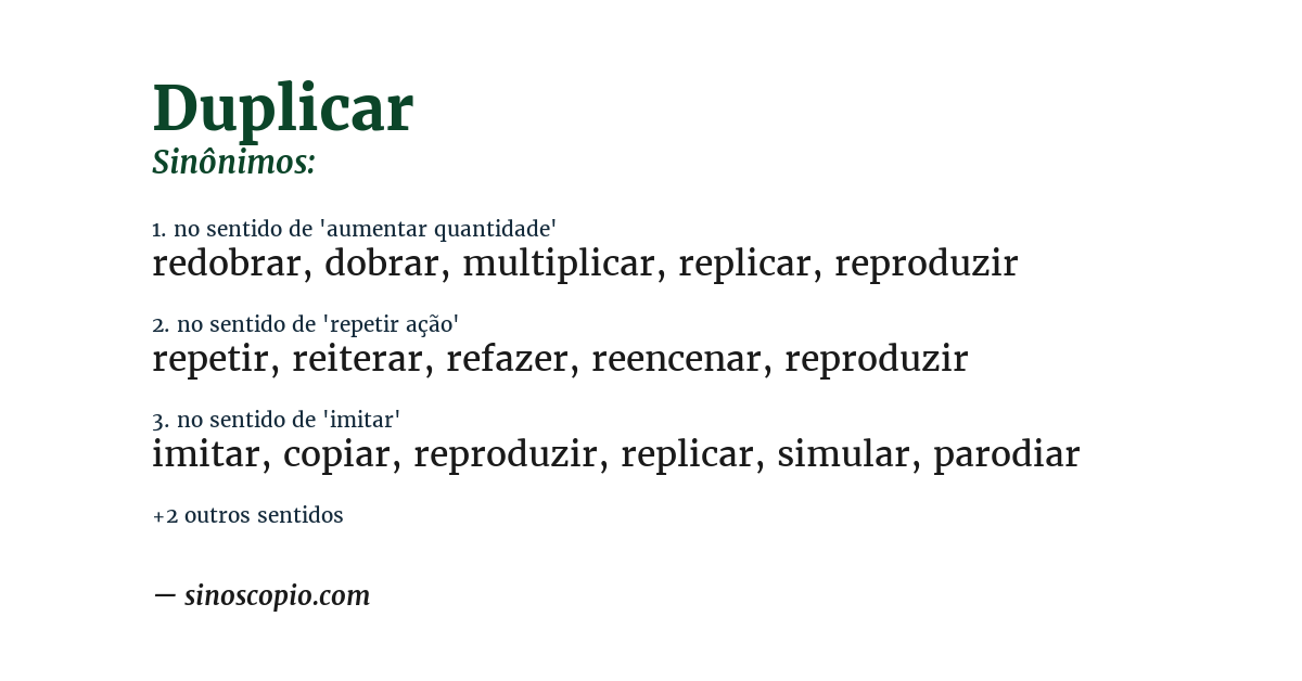Sinônimo de duplicar