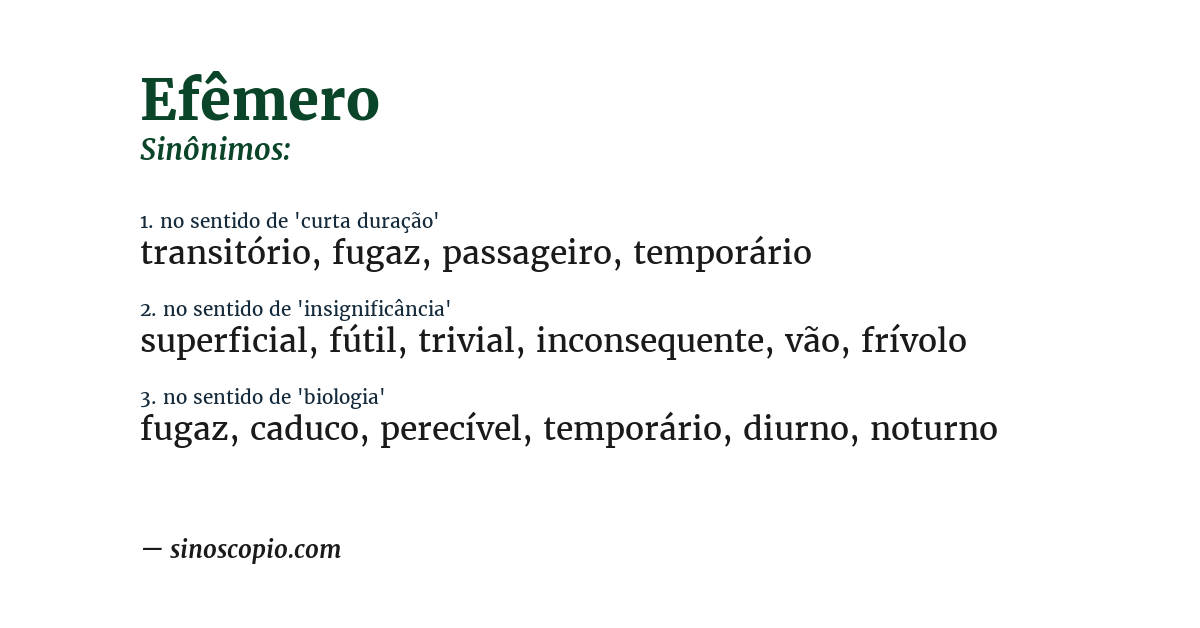 Sinônimo de efêmero