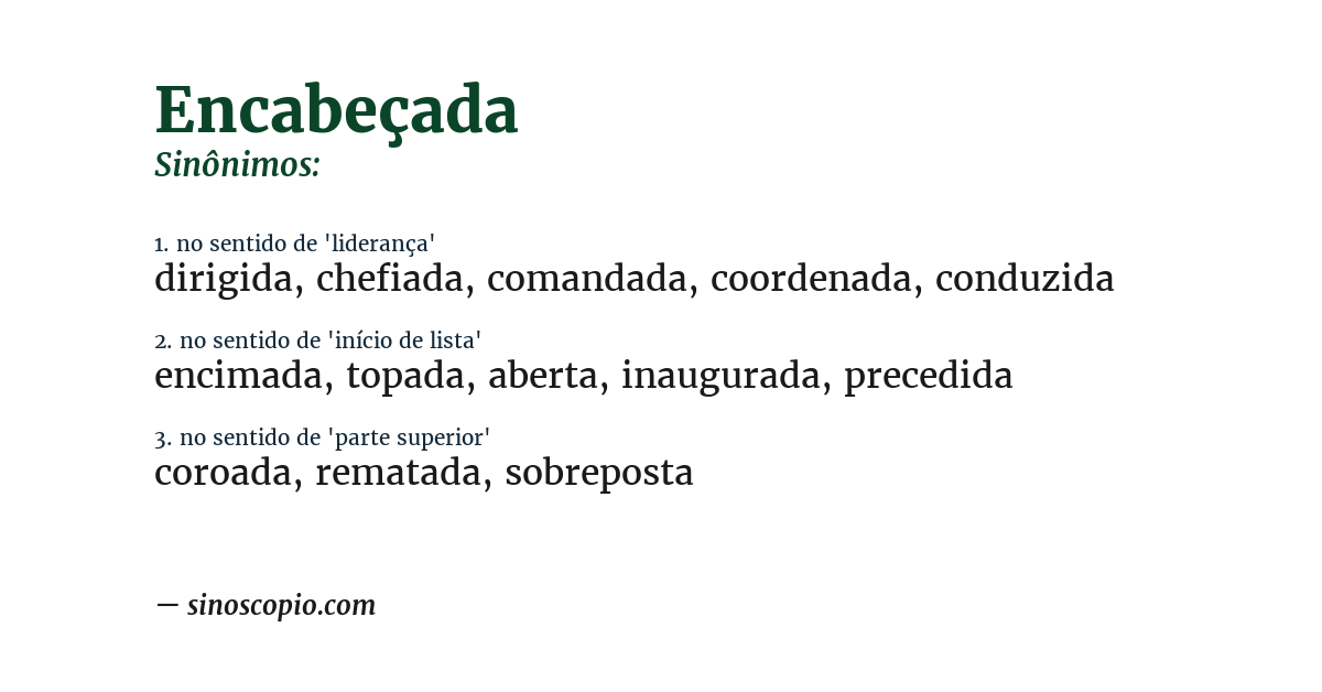 Sinônimo de encabeçada