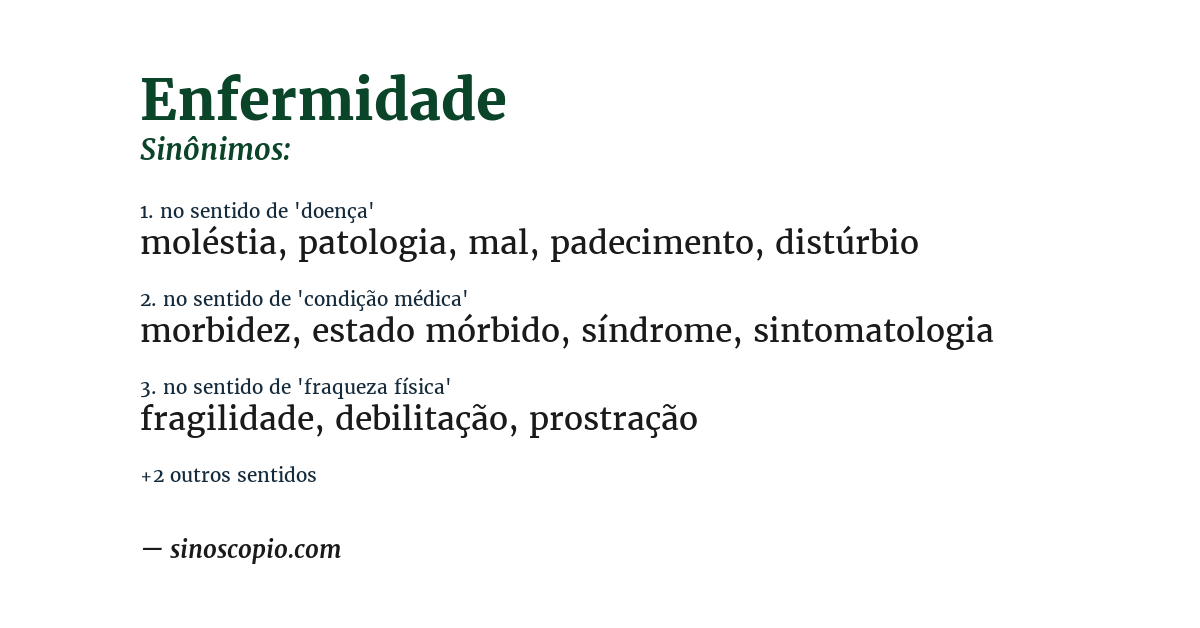 Sinônimo de enfermidade