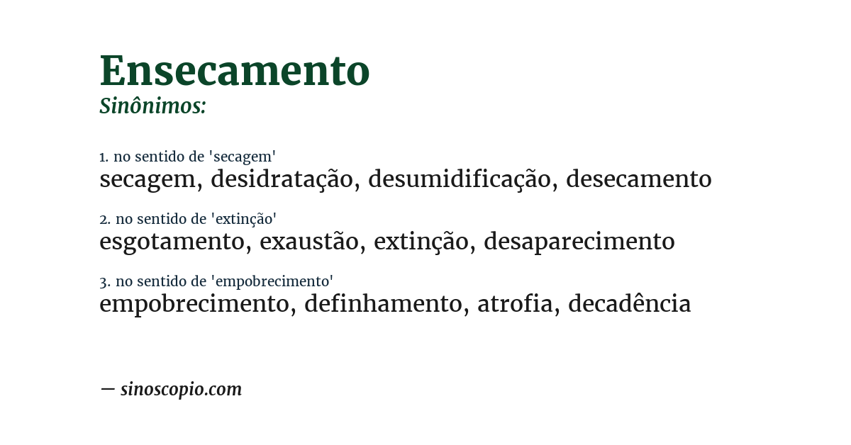 Sinônimo de ensecamento